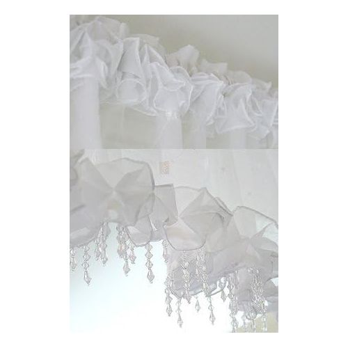 White Beads Valance Curtain Sheer Window Panel Kitchen Bedroom Treatment 59 x 15