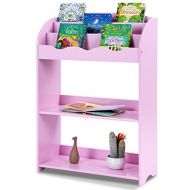 Caraya 3-Tiers Bookshelf Magazine Storage Bookcase Furniture Gift Study Kids Teen Pink