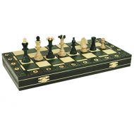 Wegiel CONSUL GREEN HANDCRAFTED TOURNAMENT WOODEN CHESS Board 19 x 19- Chessmen Weighted