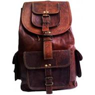 Jaald 21 Brown Leather Backpack Vintage Rucksack Laptop Bag Water Resistant Casual Daypack College Bookbag Comfortable Lightweight Travel Hiking/Picnic for Men