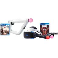 Sony PS4 Shooter Bundle (5 Items): VR Headset CUH-ZRV1, Farpoint Aim Controller Bundle, PSVR Doom Game, Playstation Camera, and 2 Move Motion Controllers