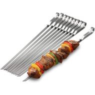 Sorbus Kabob Barbecue Skewers 17” Long with Portable Carry Case, Reusable BBQ Sticks, Non-Stick Stainless Steel Metal Skewers for Grilling, Great for Picnics, Parties, (Set of 10)