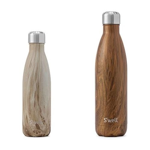  Swell Stainess Steel Water Bottle set, Blonde Wood 17oz and Teakwood, 25oz