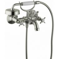 AXOR Classic Montreux 2-Handle 12-inch Wide Wall-Mounted Tub Fillerwith Handshower in Brushed Nickel, , 16540821