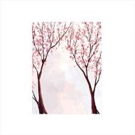 Ylljy00 Decorative Privacy Window Film/Japanese Floral Design Sakura Tree Cherry Blossom Spring Country Home Watercolor Style/No-Glue Self Static Cling for Home Bedroom Bathroom Kitchen Of