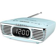 Victrola Bedside Digital LED Alarm Clock Stereo with CD Player and FM Radio, Turquoise
