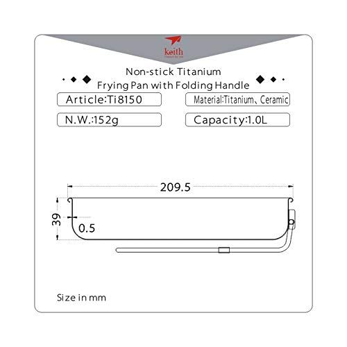 Keith Titanium Ti8150 Nonstick Fry Pan with Folding Handle - 33.8 fl oz