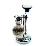 GOLDDACHS Germany Golddachs Germany Shaving Set, MACH3 Handle, Finest Badger Brush, Chrome Stand, Made In Germany, 3 Piece