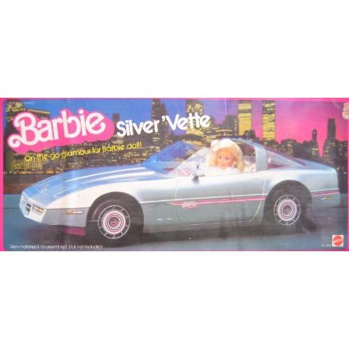 바비 Barbie Silver Vette Convertible Vehicle w Lots of Realistic Features! (1983 Mattel Hawthorne - made in USA)