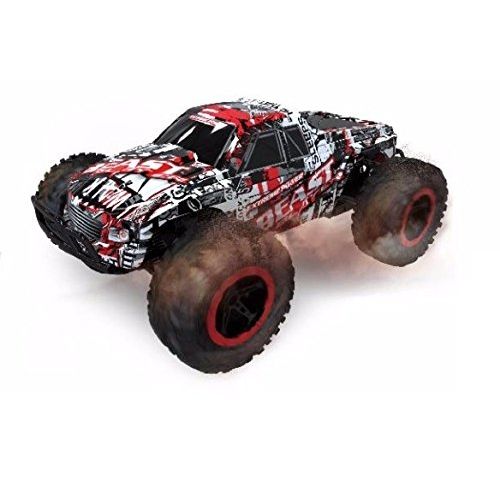  O.B Toys&Gift Beast Radio Control Monster Truck Large Toy RTR w/ Working Suspension, 2.4G High Speed Racing Cars ,Radio Control Off-Road Hobby Truggy Rechargeable Batteries (Red, 1:16)