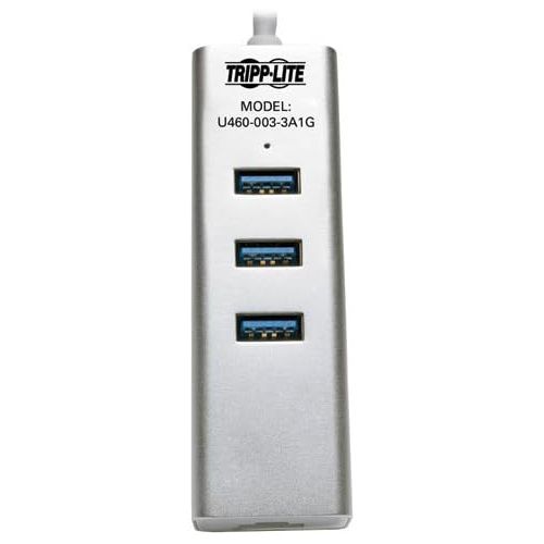  Tripp Lite U460-003-3A1G Portable USB 3.1 Gen 1 Gigabit Ethernet Adapter with 3-Port Hub - Network adapter - USB Type-C - Gigabit Ethernet + USB 3.1 x 3