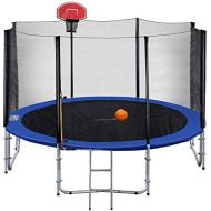 Exacme High Weight Limit Trampoline with Safety Pad & Enclosure Net and Ladder Combo with Basketball Hoop and Ball Included;T-Series, Orange (8foot, 10foot, 12foot, 13foot, 14foot,