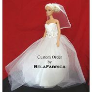 BelaFabrica Doll Bride Barbie Wedding Personalized Gift Mini Dress form Miniature Replica Custom Dress Ruched 16 Scale Keepsake Dollhouse Unique Special Best Wedding Memory Dress on Mannequin