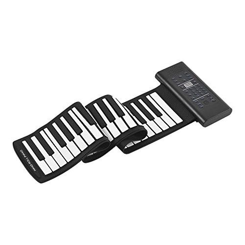  Ammoon ammoon 61-Key Roll Up Piano Electronic Keyboard Silicon Built-in Stereo Speaker 1000mA Li-ion Battery Support MIDI OUT Microphone Audio Input functions