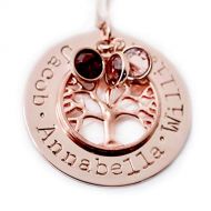 Love It Personalized Rose Gold Family Tree Birthstone Necklace, Personalized Jewelry, Christmas Gift for Grandma Mom