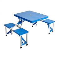 LUCKYERMORE Folding Camping Picnic Table with Chairs Outdoor Portable Camp Table Chairs Set