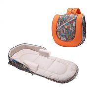 Ylmhe Baby Travel Crib, Multi-Purpose 3 in 1 Portable Foldable Diaper Bag Nappy Travel Bassinet Change Station Easy Carry Everywhere,Orange