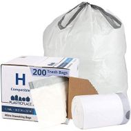 [아마존베스트]Plasticplace W18528W11DCR Custom Fit Trash Bags │ Simplehuman Code H Compatible │ 8-9 Gallon / 30-35 Liter White Drawstring Garbage Liners │ 18.5 x 28 (200 Count)