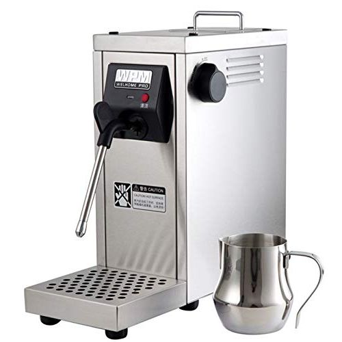  Hanchen Milk Frother, Commercial Automatic Milk Steamer Electric Coffee Frothing Machine 800ml Professional Double Hole Pump Embossed Coffee Milk Frother