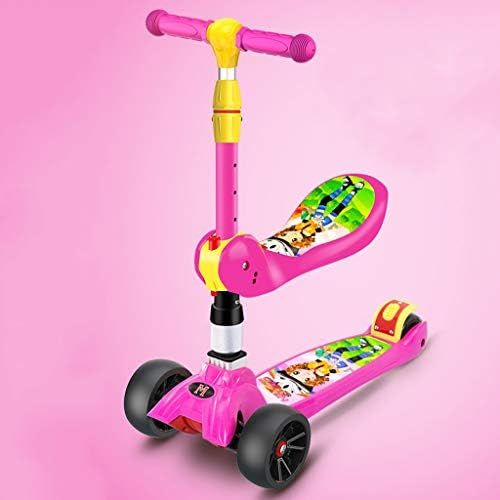  Marke: Kinder Roller Dreiradscooter Der Roller der Kinder kann Faltenrad 1-2-3-6 Jahre altes Baby-Anfanger-Dia-Auto rundes Yo-Auto sitzen FANJIANI (Farbe : Rosa)