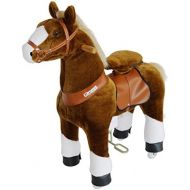 PonyCycle Official Ride On Horse No Battery No Electricity Mechanical Horse Brown with White Hoof Small for Age 3-5