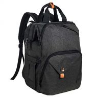 [아마존핫딜][아마존 핫딜] Hap Tim Diaper Bag Backpack, Large Capacity Travel Back Pack Maternity Baby Nappy Changing Bags, Double Compartments with Stroller Straps, Waterproof, Black (US7340-DG)