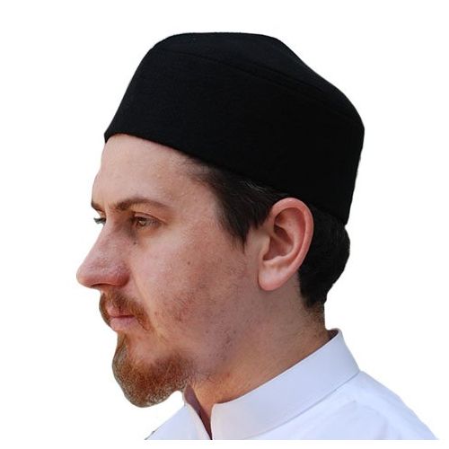  TheKufi Solid Black Moroccan Fez-Style Kufi Hat Cap w/Pointed Top