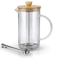[아마존베스트]BEEM Coffee Press Kaffeebereiter - 0,35 l oder 1 L wahlbar | 2-3 & 8 Tassen | French Press | Bambus | Kaffeepresse | Glaskanne mit Bambusdeckel | Edelstahlfilter (1 Liter)