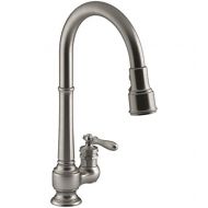 Kohler KOHLER K-99260-VS Artifacts Single-Hole Kitchen Sink Faucet with 17-5/8 In. Pull-Down Spout and 3-Function Sprayhead, Vibrant Stainless, One Size,