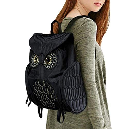  RAINED-BAG RAINED Fashion Cute Owl Backpack Women Cartoon School Bags For Teenagers Girls (Black)