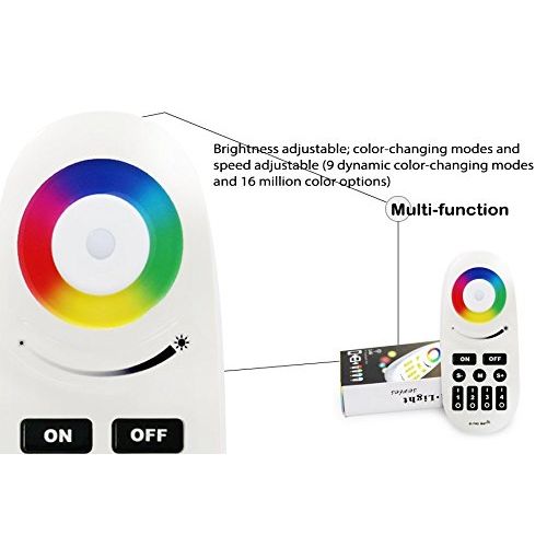  TORCHSTAR Wireless 2.4G RF RGB + WhiteWarm White Controller Kit, 4 x Controllers and 4-Zone Remote, Wi-Fi Bridge Compatible, 4CH Multicolor RGBWRGBWW LED Strip Light Controller for Home, C