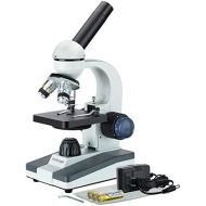 [아마존베스트]AmScope M150C-PS25 Compound Monocular Microscope, WF10x and WF25x Eyepieces, 40x-1000x Magnification, LED Illumination, Brightfield, Single-Lens Condenser, Coaxial Coarse and Fine