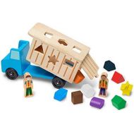[아마존베스트]Melissa & Doug Shape-Sorting Wooden Dump Truck Toy (Quality Craftsmanship, 9 Colorful Shapes and 2 Play Figures)