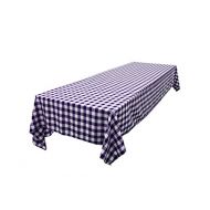 LA Linen Polyester Gingham Checkered Rectangular Tablecloth, 60 x 144, White/Purple