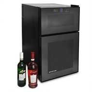 Klarstein MKS-3 - Weinkuehlschrank, 2 Zonen, 8 bis 18°C, 24 Flaschen, 68 Liter, freistehend, Getrankekuehlschrank, Touchpad-Steuerung, LCD-Display, 2-tuerig, schwarz
