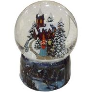 Musicbox Kingdom Porcelain Snow Globe with a Winter Church Scene with a Singing Family with a Christmas Tune is Played Decorative Item