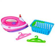 Dazzling toys dazzling toys Toy Iron Set | Happy Family Kids Pretend Play Ironing Set Includes Ironer, Laundry Basket, and Accessories.
