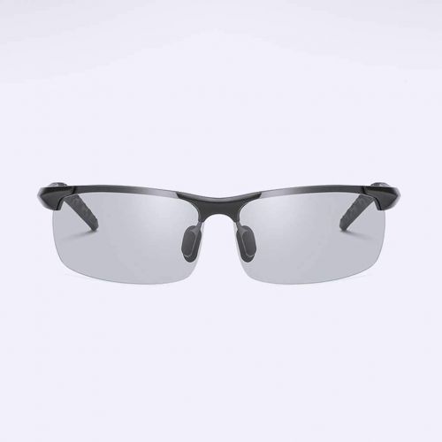  SX Mens Aluminum-Magnesium Photosensitive Color Sunglasses Outdoor Sports Riding Driving Goggles (Color : Black, Size : 150mm132mm)