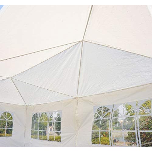  Outsunny 10 x 20 Gazebo Canopy Party Tent w/ 4 Removable Window Side Walls - White