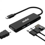 Atolla atolla USB C Hub, 5 in 1 Aluminum USB C HDMI Adapter mit 2 USB 3.0 Ports, SD/Micro SD-Kartenleser fuer MacBook Pro, Chromebook und mehr Type-C Gerate
