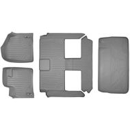 MAXLINER Floor Mats 3 Rows and Cargo Liner Behind 3rd Row Set Grey for 2008-2018 Caravan / Town & Country (Stown Go Only)