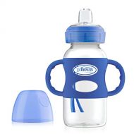 [아마존베스트]Dr. Browns Options Wide-Neck Sippy Spout Baby Bottle with Silicone Handle, Blue, 9 Ounce