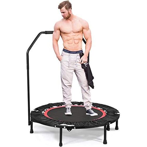  ANCHEER Foldable Rebounder Trampoline Adjustable Handle, Exercise Fitness Cardio Workout Training Adults Kids (Max. Load 300lbs, Zero Stretch Jump Mat)