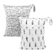 [아마존베스트]ALVABABY 2pcs Cloth Diaper WetDry Bags|Waterproof Reusable with Two Zippered Pockets|Travel,...