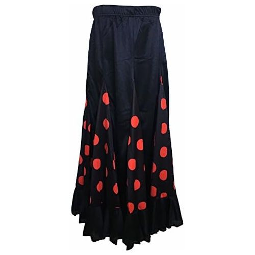  La Senorita La Seorita Spanish Flamenco Dance Skirt Children Black red dots