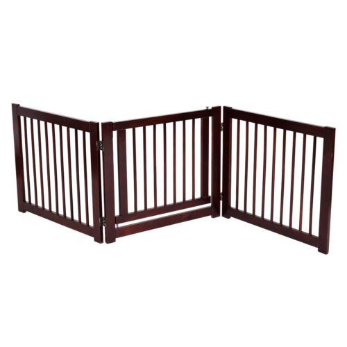  Unknown 24 Configurable Folding Free Standing 3 Panel Wood Pet Dog Safety Fence w Gate
