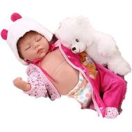 NPK Realistic Reborn Baby Dolls Girl 22 Sleeping Silicone Baby Doll Vinyl Lifelike Reborn Babies Eyes Closed Weighted Body Handmade Rose red Outfit Toddler Toy Gift Set for Ages 3+