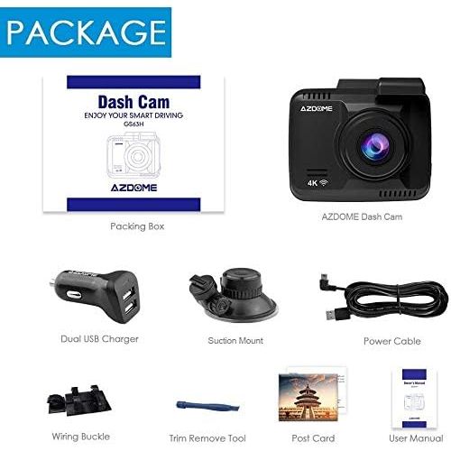  [아마존 핫딜] AZDOME Dash Cam Built in GPS WiFi, 2160P HD Dashboard Car Camera, Night Vision Driving Recorder Whit G Sensor, WDR,170° Wide Angle, Loop Recording, Parking Monitor