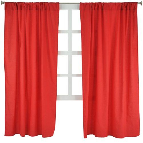  Tadpoles Basics Set of 2 Curtain Panels, Solid Red, 63