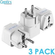 [아마존베스트]Ceptics Grounded Universal Plug Adapter for Europe, Germany, France (Schuko) (Type E/F) - 3 Pack